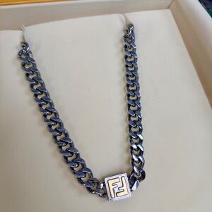 FENDI CUBAN chain Link Palladium Necklace